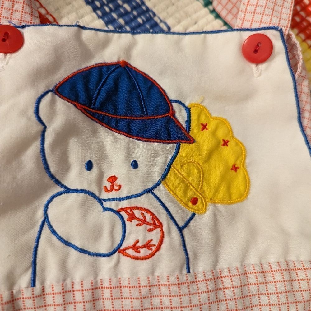 Vintage infant baseball embroidered shortalls 18 months‎